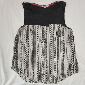 Rewind Gray and White Crewneck Top